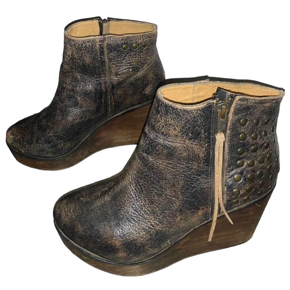 Women's BED STU Cobbler Series Ghent Distressed Studded Ankle Boots Size 7.5